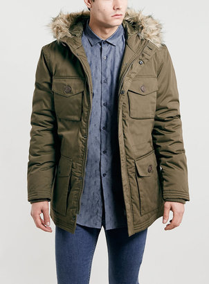 Topman Selected Homme Green Hooded Parka