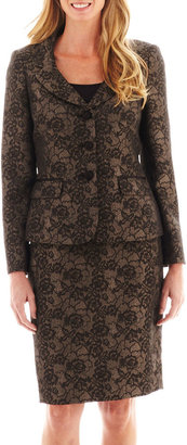 Le Suit Lesuit Lace Jacquard Jacket and Skirt Set
