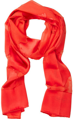 Ferragamo Patterned satin and chiffon scarf