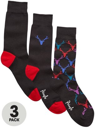 Pringle Mens Reindeer Novelty Socks (3 Pack)