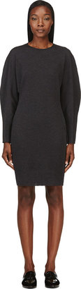 Lanvin Charcoal Wool Jersey Crop-Sleeve Dress