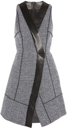 Proenza Schouler Wrap-effect leather-trimmed textured-crepe dress