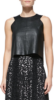 Milly Leather Angular Shell Top