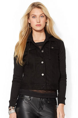 Lauren Ralph Lauren Hooded Denim Jacket-BLACK-Medium