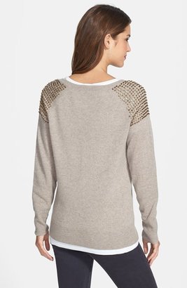 Halogen Embellished Shoulder Cashmere Sweater (Regular & Petite)