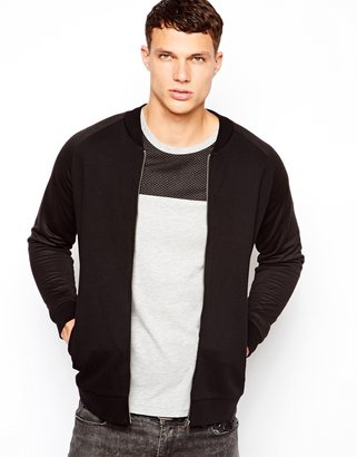 ASOS Bomber In Jersey With Mesh Sleeves