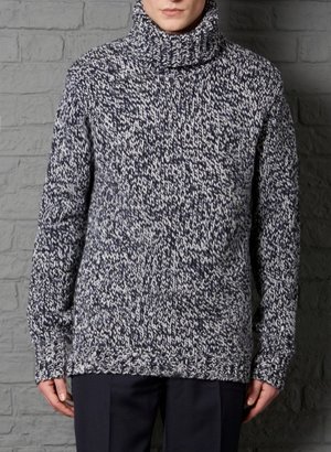 Farrell Regular Fit Navy And White Turtle Neck Jumper