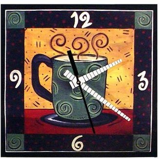 Decoupage Art Wall Clock - "Coffee Time", 8-inch Version