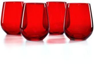 The Cellar Glassware, Set of 4 Ruby Stemless Wine Glasses