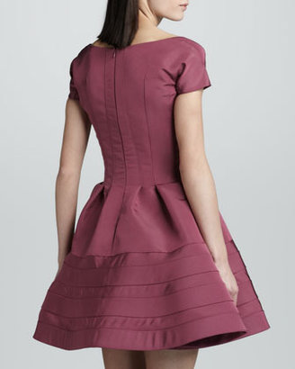Zac Posen Short-Sleeve Fit-And Flare Dress, Orchid