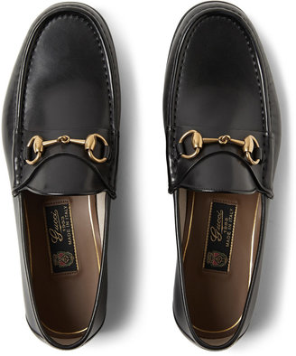 Gucci Horsebit Polished-Leather Loafers