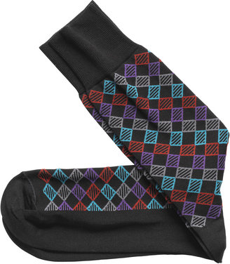 Johnston & Murphy Diagonal Checkerboard Socks