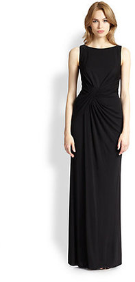 David Meister Jersey Lace-Back Gown