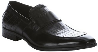 Kenneth Cole New York black leather 'High Chair' faux alligator embossed loafers