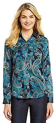Jones New York Collection Paisley-Printed Satin Shirt