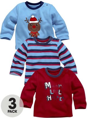 Ladybird Baby Boys Christmas T-shirts (3 Pack)