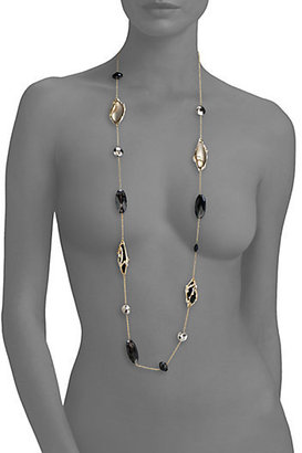Alexis Bittar Imperial Lucite, Pyrite, Black Onyx & Crystal Lace Station Necklace