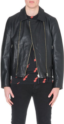 Paul Smith Double Zip Leather Biker Jacket - for Men