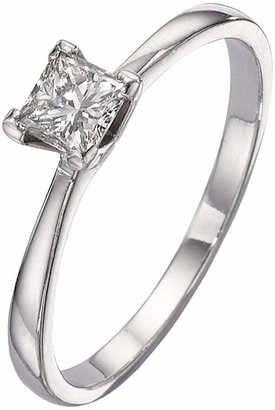 Love DIAMOND 18 Carat White Gold 25pt Diamond Princess Cut Solitaire Ring