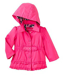 London Fog Baby Girls' Pink Ruffle Trench Jacket
