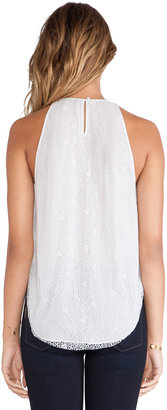 Halston Lace Detail Gathered Neck Top