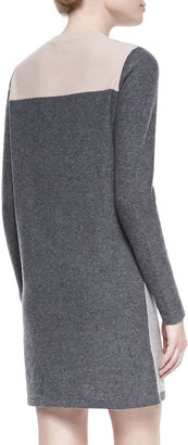 Vince Geo Intarsia Cashmere Sweater Dress, Thunder Combo