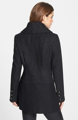 Kensie Asymmetrical Tweed & Wool Blend Coat