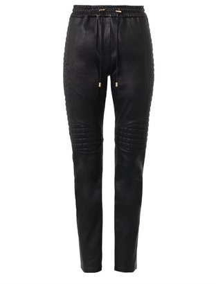 Balmain Quilted-leather track pants