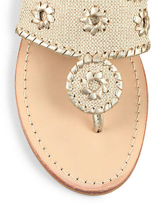 Jack Rogers Isabella Metallic Leather-Stitched Sandals