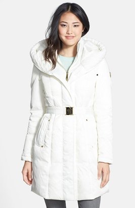 Vince Camuto Knit Trim Hooded Down & Feather Coat