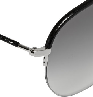 Cutler and Gross Leather-Trimmed Acetate Aviator Sunglasses