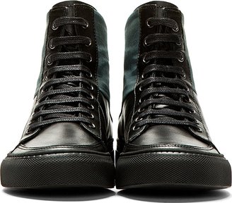 Damir Doma Black & Green Leather Sine High Top Sneakers