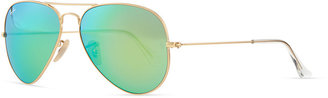 Ray-Ban Aviator Sunglasses with Flash Lenses, Gold/Green Mirror