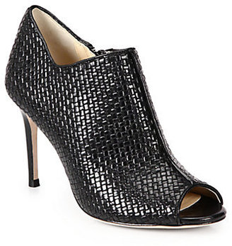 Cole Haan Annabel Woven Leather Open-Toe Ankle Boots