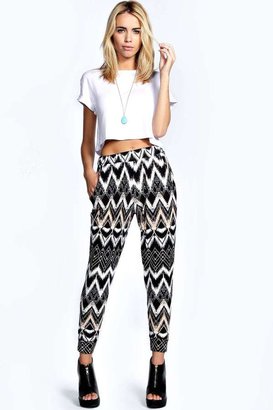 boohoo Taylor Tribal Print Relaxed Trouser