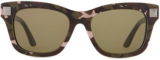 Valentino Camo Resin Sunglasses with Rockstud Temple, Poudre (Powder Pink)