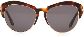 Givenchy Round Plastic Rimless-Bottom Sunglasses, Brown Tortoise