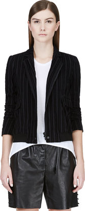 Theyskens' Theory Black Velvet-Striped Cozy Iline Jacket
