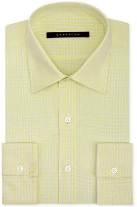 Sean John Yellow Texture Stripe Dress Shirt