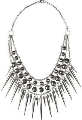 River Island Grey metal spike statement necklace