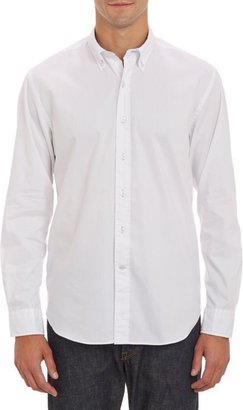 Barneys New York Solid Oxford Shirt-White