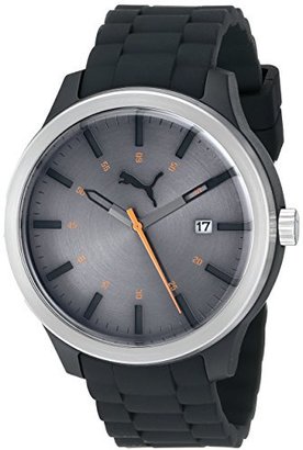 Puma Unisex PU103612001 Essential Grey Orange Analog Display Quartz Black Watch