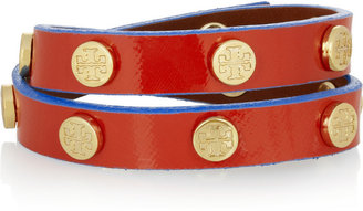 Tory Burch Studded textured-leather wrap bracelet