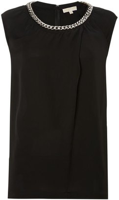 Michael Kors Sleeveless silk top with chain neck detail