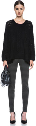 Enza Costa Oversize Basketweave Wool-Blend Sweater in Black