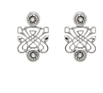 Biba Rhodium emblem crystal earrings