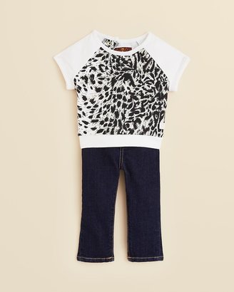 7 For All Mankind Infant Girls' Skinny Jeans with Leopard Printed Top - Sizes 12-24 Months