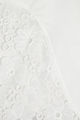 See by Chloe Embroidered voile and cotton mini skirt