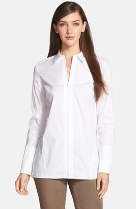 Lafayette 148 New York Wide Cuff Front Zip Blouse