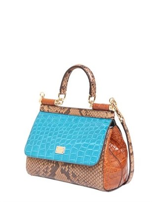 Dolce & Gabbana Small Sicily Reptile Patchwork Bag